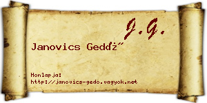Janovics Gedő névjegykártya